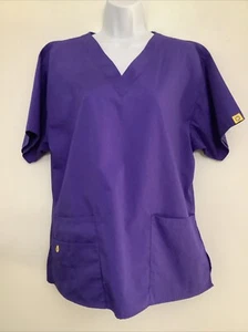 Wonder Wink Scrub Work V Neck Top Women’s Large Purple Short Sleeve Pockets New - Picture 1 of 13