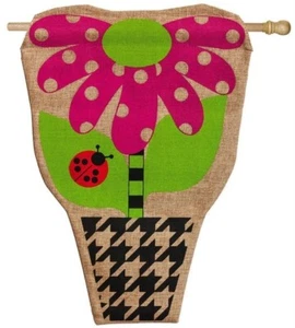 **OPEN FLAG** Flower Pot from Evergreen BURLAP HOUSE Flag 28” x 44” - Picture 1 of 1