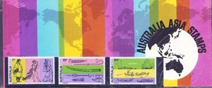 AUSTRALIA # 493-495 ENLACE MNH CON ASIA 3 Sellos Emisión - Imagen 1 de 2