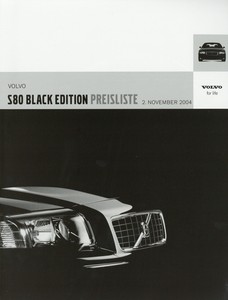 Volvo S80 Black Edition 2004 price list 2.11.04 price list prism car