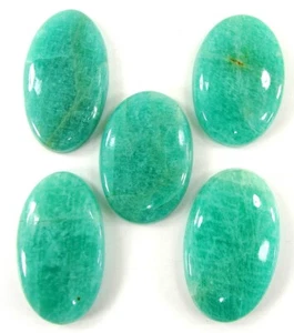 192.80 Ct Natural Amazonite Loose 30-35 mm Gemstone Cab 5 Pcs Lot Stone - 1785 - Picture 1 of 2