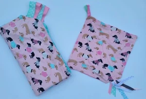 Double Minky Toddler Baby dachshunds Dogs in sweaters blanket set 36x38 - Picture 1 of 7