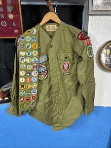 Vintage Boy Scouts of America BSA Shirt With 49 Patch Sash. Mint - Picture 1 of 14