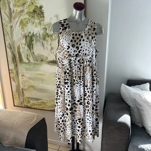 Soul Sparrow Cotton Boho Leopard Print Dress New L-XL - Picture 1 of 11
