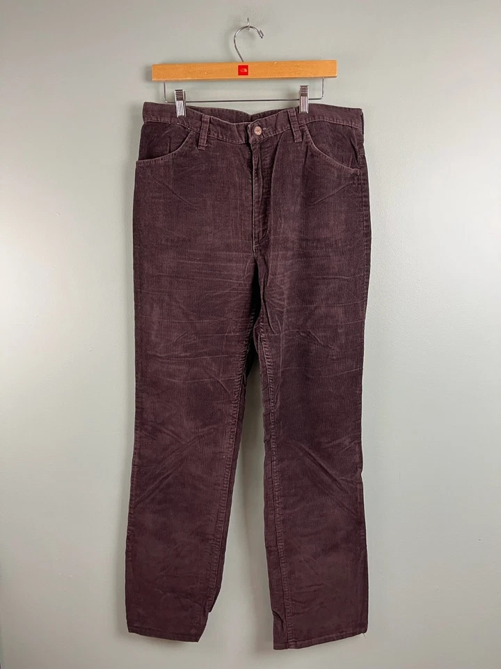 Rustler Pants Mens 36x34 Brown Corduroy Straight Leg 5-Pocket Talon 70s USA - Image 1 of 4