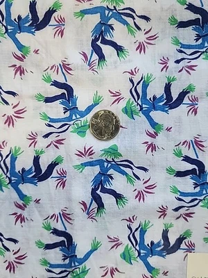 Vtg 40s 50s Fun Scarecrow Novelty Print Cotton Fabric 34.5"w X 66" 1.8yds Sewing - Image 1 of 4