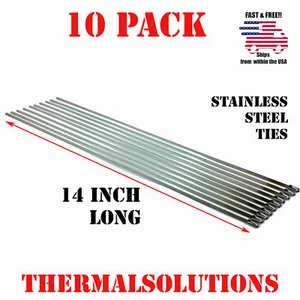 10PC 14" STAINLESS STEEL ZIP TIE CABLE STRAP BAND CLAMP EXHAUST PIPE HEADER WRAP - Picture 1 of 4