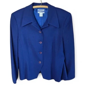 Vintage Pendleton Womens Petite 100% Wool Blazer Blue Button-Front Size 12 - Picture 1 of 8