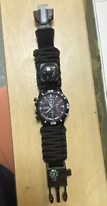 6-in-1 Tactical Outdoor Survival Paracord Bracelet with Compass and Rescue Tools - Picture 1 of 18