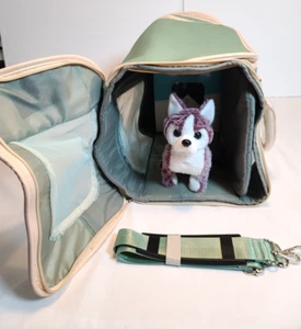 Small Leather PetCarrier With Handles & Shoulder Strap Mesh Sides By Lilliella - Picture 1 of 6