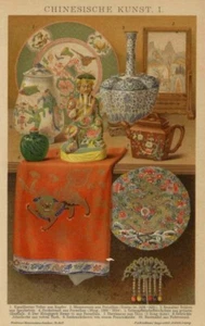 1894 Antica Stampa = ARTE ANTICA CINA = CROMOLITOGRAFIA Old Print - Picture 1 of 2