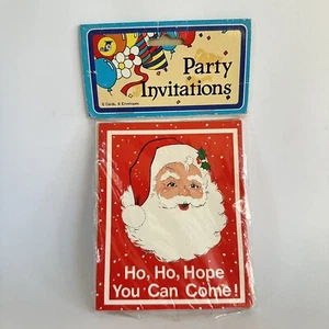Vintage Christmas Party Invitations Santa 6 Cards + Envelopes Kitsch Retro Pack - Picture 1 of 5