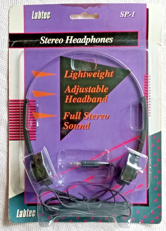 Vintage Labtec Sp1 Dynamic Full Range Stereo Headphones 1992