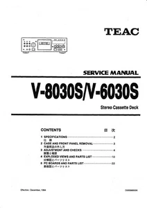 Service Manuel D'Instructions pour Teac V-8030S, V-6030S - Picture 1 of 1