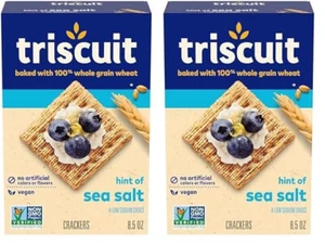 Triscuit Hint of Sea Salt Whole Grain Wheat Crackers Vegan 8.5 oz pack of 2 - Picture 1 of 2