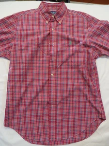 Preppy Ralph Lauren Red/Green Plaid Classic Fit Size M Short Sleeve - Picture 1 of 6