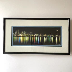 Chuck Pefley - Seattle Reflections - Original Photo - Matted Framed Signed 13x7 - Picture 1 of 10