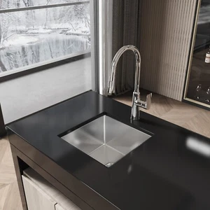 COZY Stainless Steel Kitchen Sink, 18" Undermount Single Bowl in Brushed Nickel - Picture 1 of 8