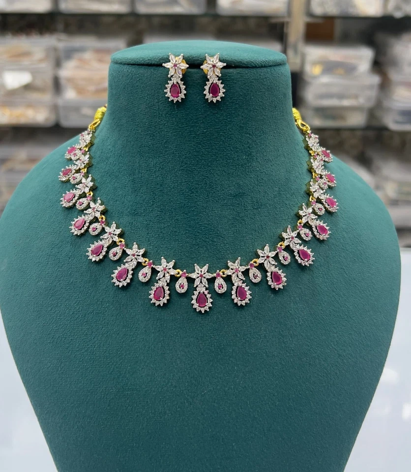 Juego de cuñas con pendientes de flor rosa chapada en plata Foto 1 de 1