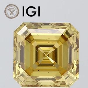 IGI Certified 2.07 Ct Fancy Intense Brownish Yellow VS2 Asscher Cut Lab Diamond - Picture 1 of 15