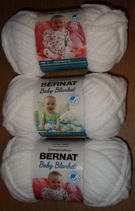 Lot of 3 Skeins, Bernat Baby Blanket Yarn, 3.5 oz, 72 yds, White - Picture 1 of 3