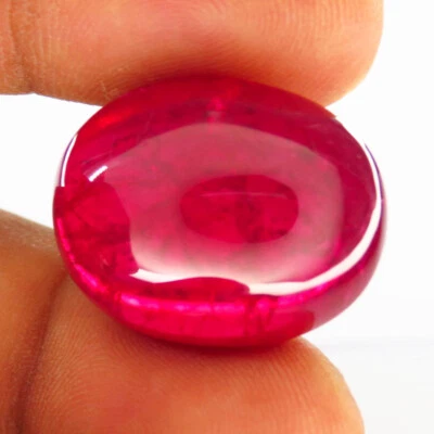 PIGEON BLOOD RED ONE HUGE 43.90 CT RUBY CHATHUM CORUNDUM OVAL CABOCHON GEMSTONE - Image 1 of 2