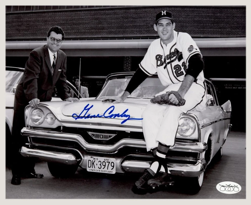 Foto autografiada de Gene Conley 1954-58 de los Bravos de Milwaukee 8x10 en blanco y negro (holograma JSA) Foto 1 de 1