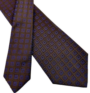 Kiton 7 Fold Men's 100% Silk Necktie Brown/Bronze Blue Luxury 3.7” X 60 - Picture 1 of 18