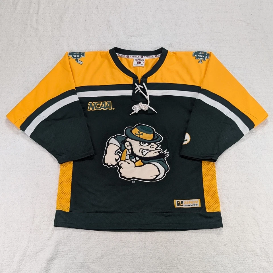 Vtg 90s Notre Dame Fighting Irish NCAA Zephyr Hockey Jersey Men's Sz 48 XL Green - Image 1 of 4