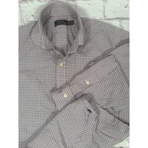 Polo Ralph Lauren Hemd Herren 16-41 Lila Kariert Langarm Knopfleiste Baumwolle - Bild 1 von 10