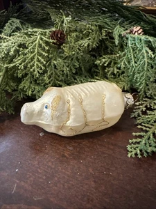 ORNAMENTO NATALE IN VETRO SOFFIATO MAIALE BIANCO - Foto 1 di 5