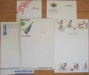 Menu Lot of Five 1930s French Advertising Menus, Champagne Rum Mineral Water - Picture 1 of 1