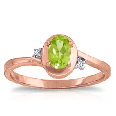 14K. SOLID GOLD RINGS WITH DIAMONDS & PERIDOT (Rose Gold) - Image 1 of 4