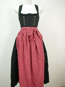Gams Bock schwarz Balkonett mit Froschmaulborte süßes Dirndl mit Schürze Gr.34 - Bild 1 von 7