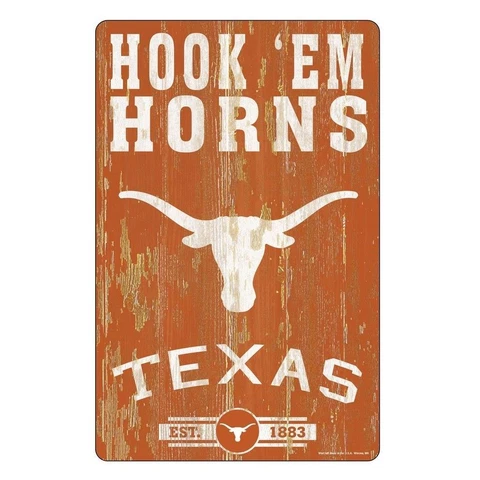 Texas Longhorns 11"x17" Wood Sign Slogan Design [NEW] NCAA Banner Wall Cover
