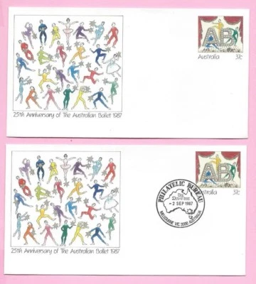 AUSTRALIA 1987 Pair of PSE's - FDC & Mint - 25th Ann. AUSTRALIAN BALLET - Shs  - Image 1 of 2