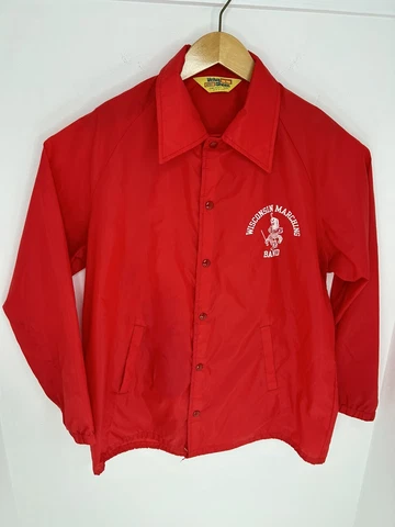 University of Wisconsin Vintage Band Snap Button Jacket Mens Large + Patch *Flaw Cover