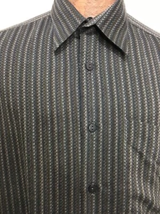 Camisa Manga Larga Jhane Barnes L Azul Marrón Gris Rayas Hecha en Italia - Imagen 1 de 4