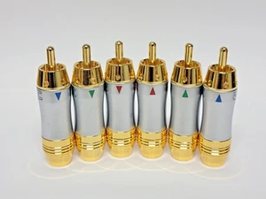 6Pcs RCA Male Plug Soldering, 24K Gold Plated Pure Copper Audio Video Connector - Picture 1 of 3