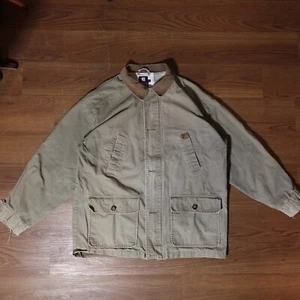 Vintage Chaps Ralph Lauren Brown Chore Coat Jacket Sz Large Corduroy Collar - Picture 1 of 10