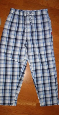 Pantalones de pijama Izod para hombre 100 % algodón azul a cuadros talla mediana Foto 1 de 2