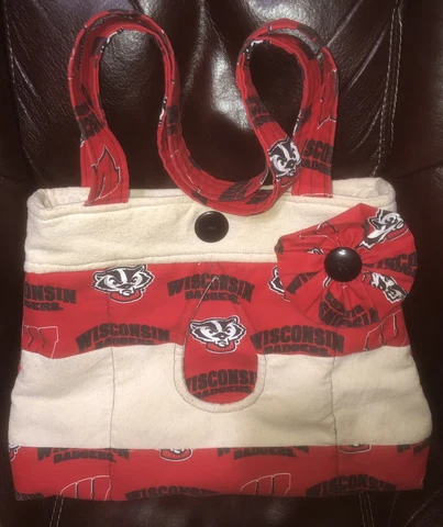 Wisconsin Badgers Tote Bag, Purse, Licensed Fabric Cover