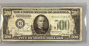 1934 A $500 Fed Resv Note Fr.# 2201-NY writing/pinholes scarce L18267