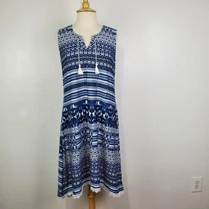 Vestido de verano One World sin mangas con borla y corbata con encaje talla L - Imagen 1 de 12