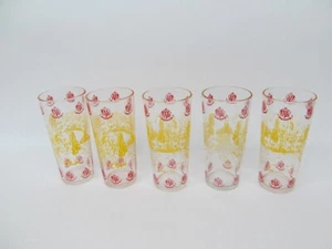 Lot Vintage Drinking Glasses Dues Major Columna Colonial MCM Red - Picture 1 of 5