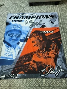 Nascar Throw Blanket Dale Earnhardt 1998 Dale Jr 2004 Daytona 500 WINNERS 56x50 - Picture 1 of 4