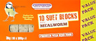 Suet To Go Mealworm Suet Block Wild Bird Treat - Pack of 10x300g