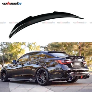 FOR 2014-24 INFINITI Q50 PSM STYLE HIGH KICK REAR TRUNK SPOILER WING GLOSS BLACK - Picture 1 of 12