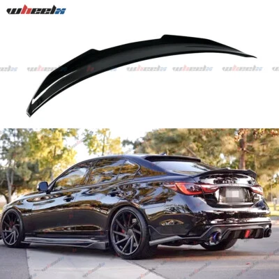 FOR 2014-2024 INFINITI Q50 PSM HIGHKICK GLOSS BLACK DUCKBILL TRUNK SPOILER WING - Image 1 of 4