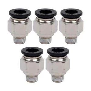 Male Straight  3/8" Tube OD x 1/4" NPT Thread Push to Connect Tube Fitting 5Pcs - Picture 1 of 14